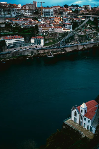 Top View Douro River Dusk Porto Portugal — стоковое фото