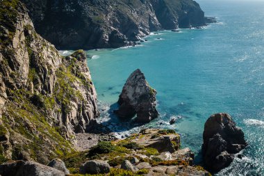 View of the cliffs and ocean surf near, Sintra, Portugal.  