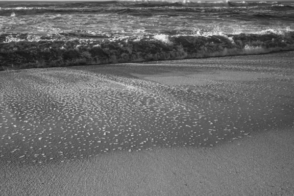 Beach Sand Foam Surf Atlantic Black White Photo — стокове фото