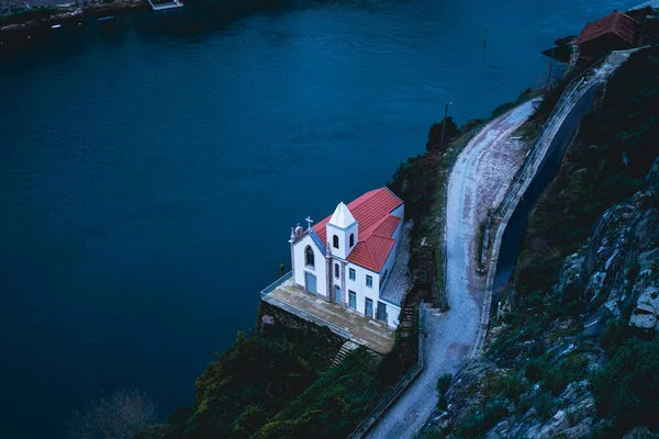 Top View Douro River Vila Nova Gaia Bank Chapel Porto — стокове фото