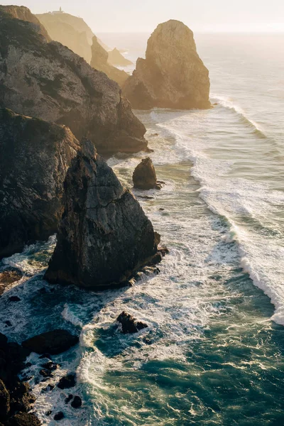 Amazing View Cliffs Surf Atlantic Ocean Sunset Miradouro Praia Caneiro — Fotografia de Stock