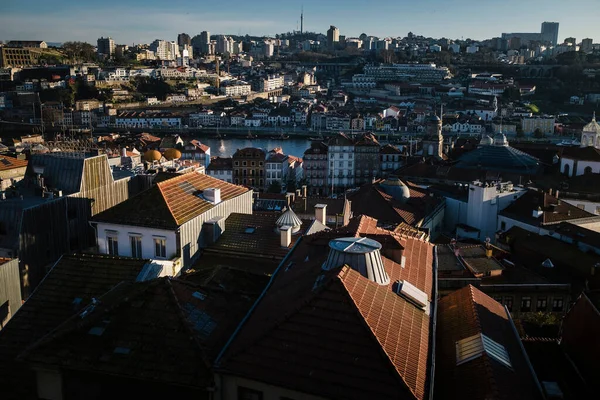 View Porto Old Town Douro River Vila Nova Gaia Banks — Fotografia de Stock