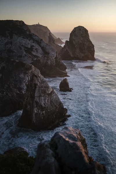 Portekiz Deniz Feneri Yakınlarındaki Kayalıklar Cabo Roca Sintra Portekiz — Stok fotoğraf