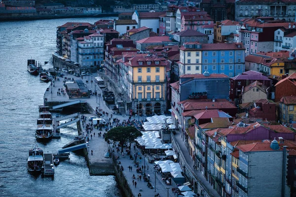 Vista Ribeira Sobre Río Duero Distrito Histórico Oporto Portugal —  Fotos de Stock