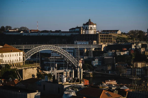 Blick Auf Eine Eiserne Dom Luis Brücke Historischen Viertel Von — Stockfoto