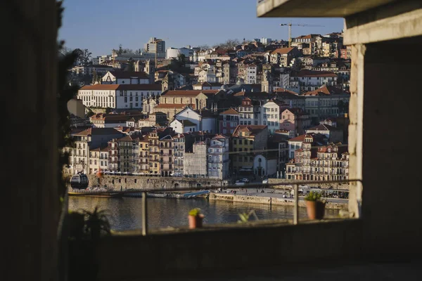 Pohled Ribeiro Druhé Strany Řeky Douro Porto Portugalsko — Stock fotografie