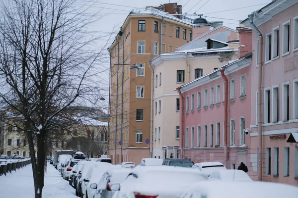 Vista Invierno Edificios Residenciales Largo Del Canal Griboyedov San Petersburgo — Foto de Stock