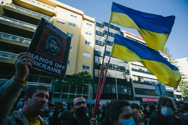 Porto Portugal Febrero 2022 Durante Una Manifestación Contra Invasión Rusa — Foto de Stock