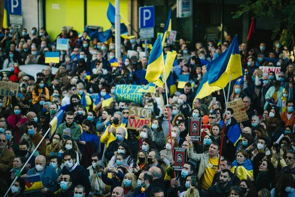 Porto Portugal Feb 2022 Demonstration Mot Den Ryska Invasionen Ukraina — Stockfoto