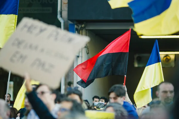 Porto Portugal Feb 2022 Durante Uma Manifestação Contra Invasão Russa — Fotografia de Stock