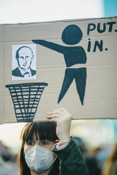 Porto Portugal Feb 2022 러시아의 우크라이나 침공에 반대하는 우크라 이나를 — 스톡 사진