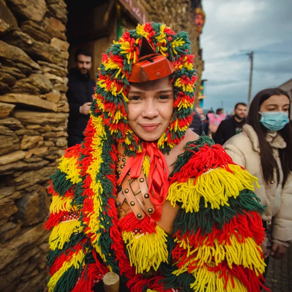 Podence Portugal Mar 2022 在波登斯村举行的古代狂欢节期间 是葡萄牙北部最重要的传统活动之一 联合国教科文组织的无形世界遗产 — 图库照片