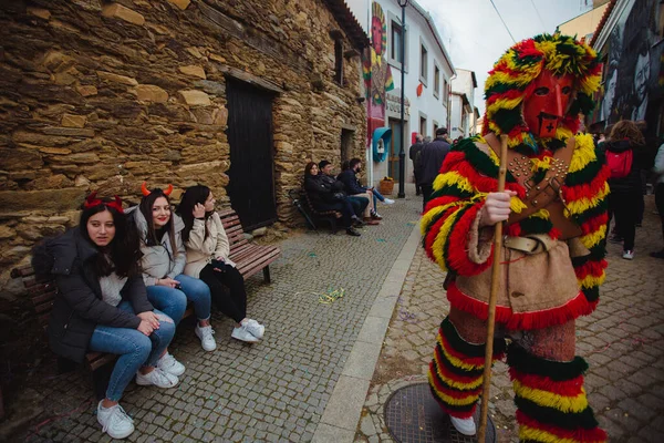 Podência Portugal Mar 2022 Durante Antigo Carnaval Realizado Aldeia Podence — Fotografia de Stock