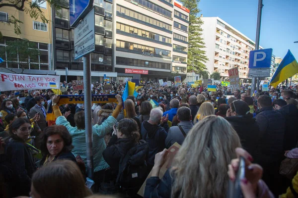 Porto Portugal Feb 2022 Demonstration Mot Den Ryska Invasionen Ukraina — Stockfoto