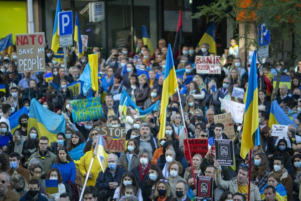 Porto Portugal Februar 2022 Während Einer Demonstration Gegen Die Russische — Stockfoto