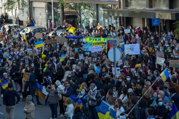 Porto Portugalia Feb 2022 Podczas Demonstracji Przeciwko Rosyjskiej Inwazji Ukrainę — Zdjęcie stockowe