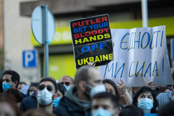 Porto Portugal Februar 2022 Während Einer Demonstration Gegen Die Russische — Stockfoto