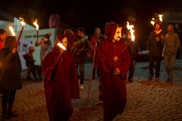 Podence Portugal Février 2022 Cours Ancien Carnaval Tenu Dans Village — Photo