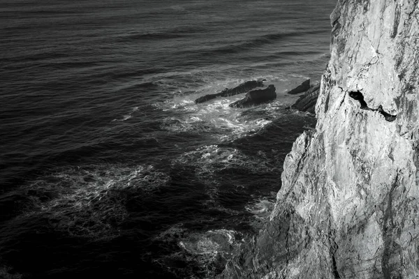 View Cliffs Atlantic Ocean Portugal Black White Photo Stock Photo