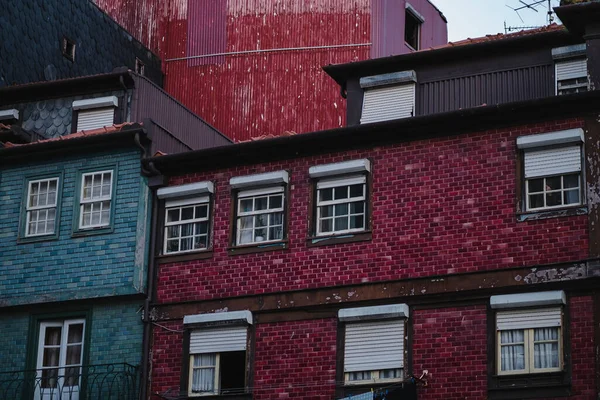 Blick Auf Die Fassaden Von Wohnhäusern Historischen Zentrum Von Porto — Stockfoto