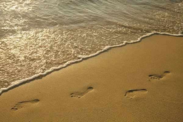 Footprints Bare Feet Beach Sand 로열티 프리 스톡 이미지