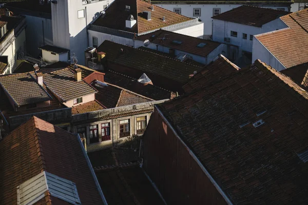 Ovanifrån Hustak Portos Historiska Centrum Portugal Stockbild