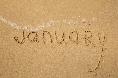 Ocak - yumuşak kumsalda el yazısı.