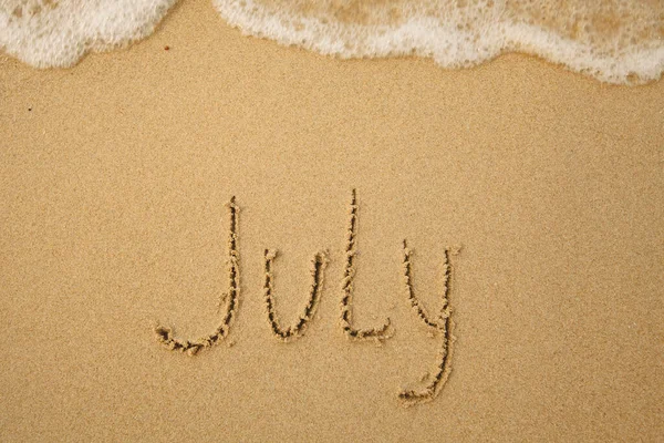 July Handwritten Soft Beach Sand — Stockfoto