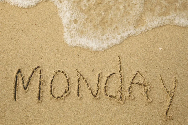 Monday Handwritten Soft Beach Sand — Fotografia de Stock