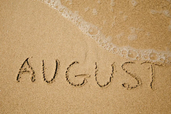 August Handwritten Soft Beach Sand Imagens De Bancos De Imagens Sem Royalties