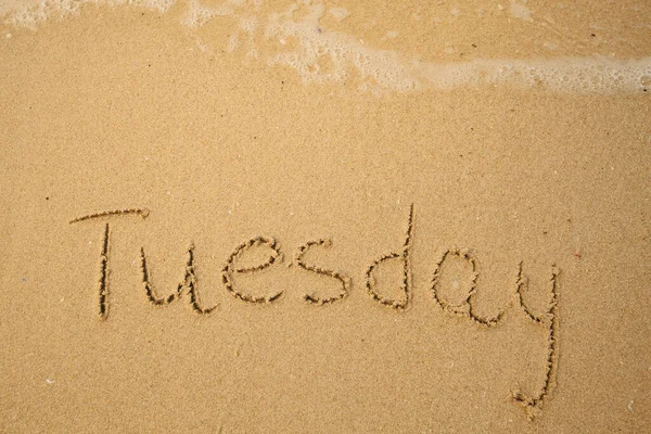 Tuesday Handwritten Light Beach Sand Soft Wave Lapping - Stok İmaj