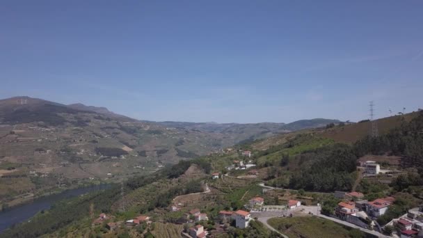 Flying Douro River Valley Portugal — стокове відео