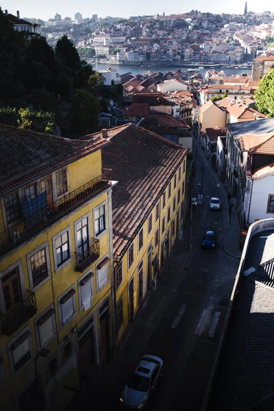 Utsikt Över Gatan Från Hustaken Vila Nova Gaia Porto Portugal Stockbild