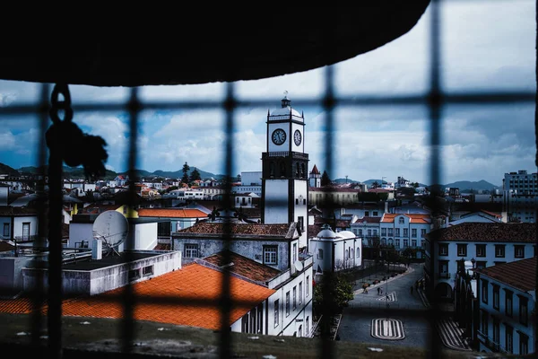 Vista Dalla Finestra Della Torre Sul Cenere Storico Ponta Delgada — Foto Stock