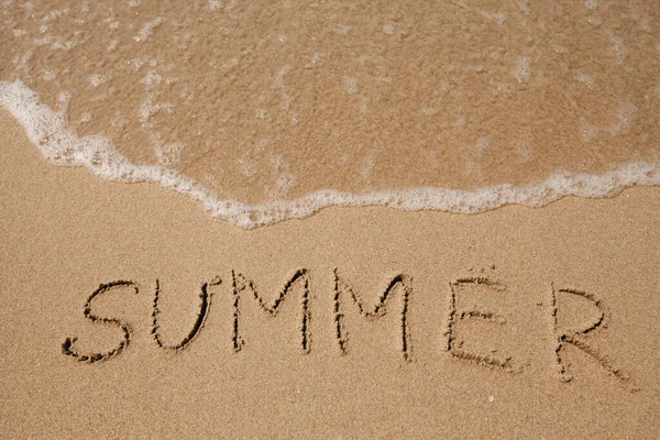 Summer Handwritten Soft Beach Sand — Stock Photo, Image