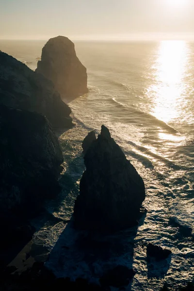 Falésias Miradouro Praia Caneiro Durante Pôr Sol Atlântico Portugal — Fotografia de Stock