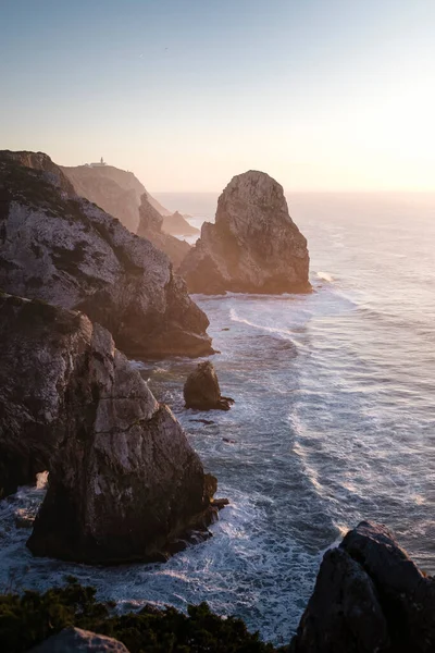 Uitzicht Portugese Farol Cabo Roca Een Kaap Die Het Meest — Stockfoto