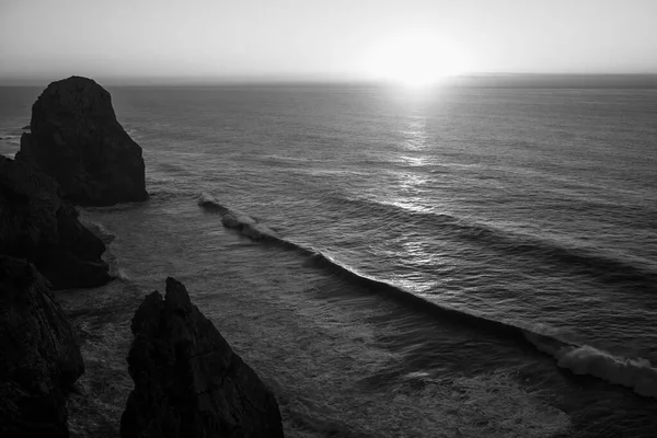 Вид Атлантичні Скелі Португалія Чорно Біле Фото — стокове фото