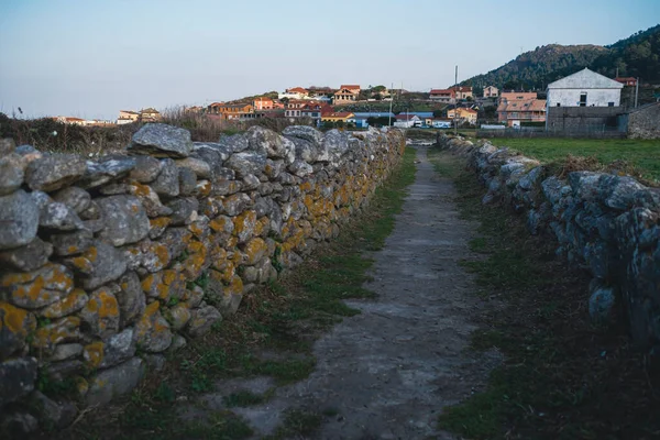 Pemandangan Jejak Kuno Jalan Camino Santiago Galisia Barat Laut Spanyol Stok Foto