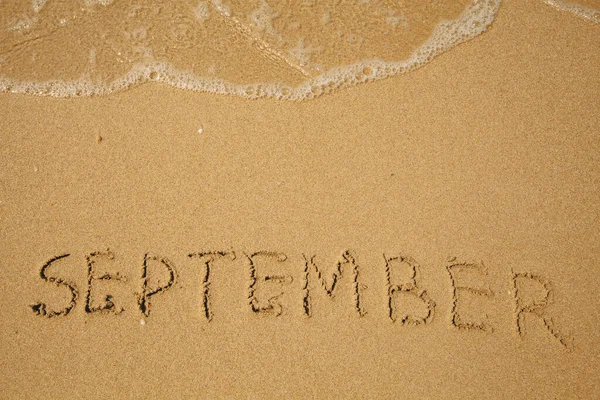 September Handwritten Soft Beach Sand — Foto Stock