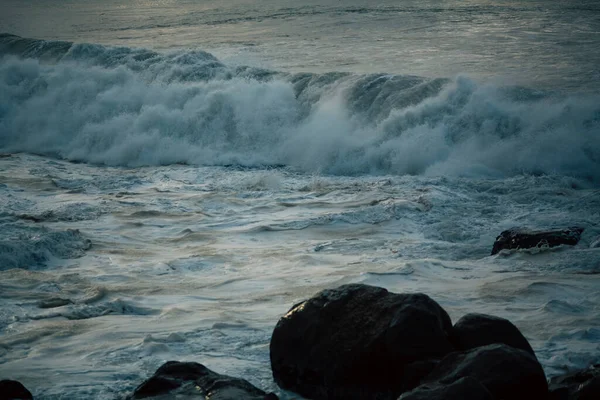 Surfe Noturno Costa Oceano — Fotografia de Stock