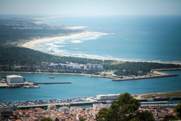 Pemandangan Panorama Sungai Lima Dan Atlantik Viana Castelo Portugal Stok Lukisan  