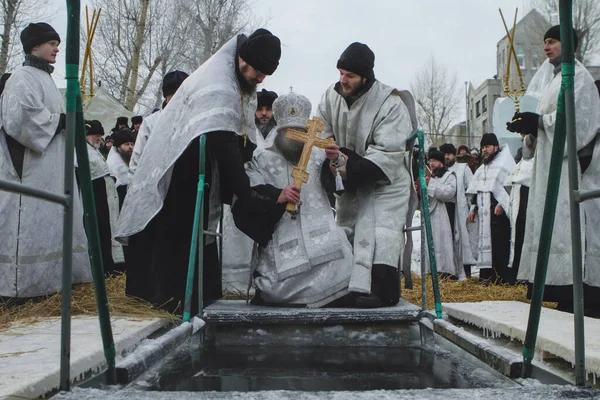 Томск Западная Сиберия Россия Января 2010 Года Крещение Господне Крещение — стоковое фото