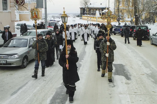 Tomsk West Siberia Russia Jan 2010 Celebration Epiphany Holy Baptists 스톡 사진