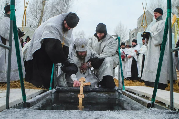 Tomsk West Siberia Russia Jan 2010 Celebration Epiphany Holy Baptists 로열티 프리 스톡 사진