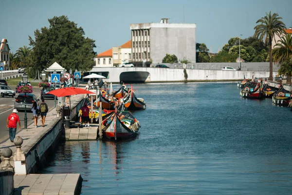 Aveiro Portugal Jul 2022 Traditional Boats Gondolas Moliceiros Vouga River Imagens De Bancos De Imagens