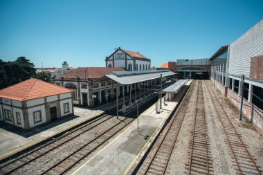 Viana do Castelo, Portekiz 'deki tren istasyonunun görüntüsü.