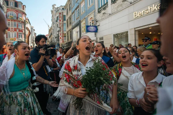 Porto Portugalia Lipiec 2022 Podczas Tradycyjnej Rusi Zakończenie Uroczystości Jana — Zdjęcie stockowe