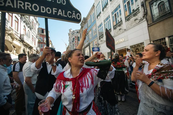 Porto Portugal Jul 2022 Beim Traditionellen Rusgas Ende Der Johannisfeierlichkeiten Stockfoto