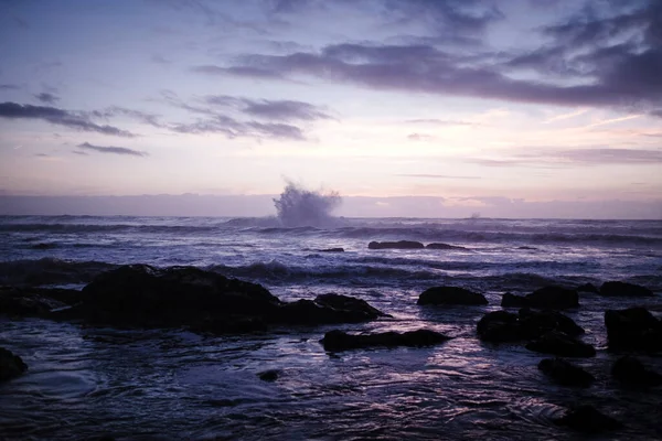 Coast Ocean Cloudy Weather Dusk Stockfoto